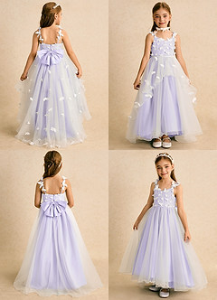 Azazie Darlina vestidos de niña de las flores Vestido de Marfil Lila de Tul de Princesa con Encaje image2