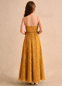 Azazie Twilight Girls Formal Blumenmädchenkleider A-Linie Plissee Blumen-Burnout Kleid Butterscotch image2