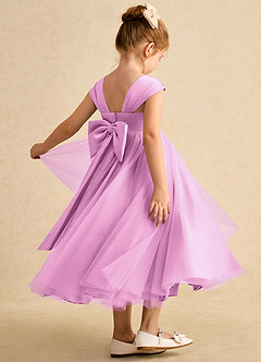 Azazie Chickadee Robe Demoiselle D'honneur Fillette Robe Princesse en Mat Satiné Encolure en Forme de Cœur Rose Bonbon image1