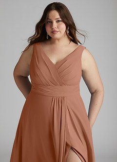 Azazie Karina Bridesmaid Dresses Bronzer A-Line Pleated Chiffon Dress image11
