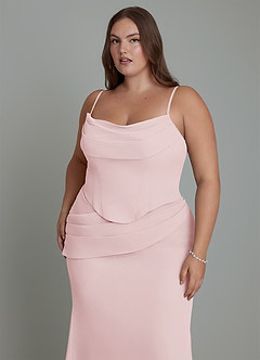 Azazie Sorrel Bridesmaid Dresses Blushing Pink Mermaid Corset Chiffon Dress image17