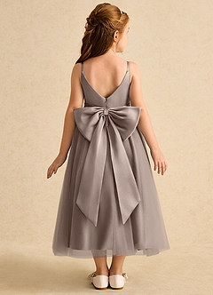 Azazie Patootie vestidos de niña de las flores Vestido de Gris Pardo de Tul de Corte En A con Tirante Espagueti image5