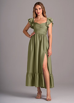 Azazie Anaya Final Sale Dusty Blue A-Line Sweetheart Neckline Stretch Satin Convertible Dress image5