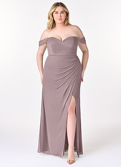 Azazie Tessa Vestidos de damas de honor Vestido de Atardecer de Malla de Corte Recto Convertible con Cariño Fuera Del Hombro image8