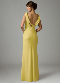 Azazie Kieryn Robes de demoiselle d'honneur Robe Sirène en Satin extensible Plissée Canari image5