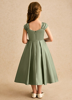 Azazie Yosemite Robe Demoiselle D'honneur Fillette Robe Princesse en Mat Satiné Encolure en Forme de Cœur Pistache image2