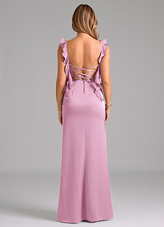 Azazie Jessamine Bridesmaid Dresses Candy Pink Sheath Corset Stretch Satin Dress image6