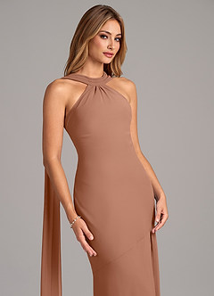 Azazie Kinsley Bridesmaid Dresses Bronzer Mermaid Pleated Chiffon Dress image7