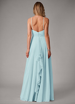 Azazie Amalia Bridesmaid Dresses Sea Glass A-Line Pleated Chiffon Dress image6
