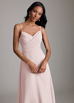 Azazie Kali Brudtärnklänningar Klä av A-Linje i Chiffong Plisserad Rodnande Rosa image5