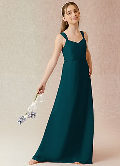 Azazie Denice Junior Jurk van Chiffon met A-Lijn Pijnboom image4