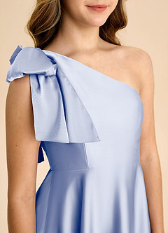 Azazie Penguin Junior Abito A-Line in Raso Elasticizzato Fiocco Ghiaccio image7