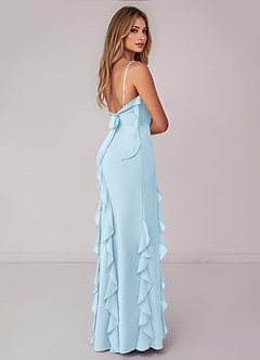 Azazie Malia Bridesmaid Dresses Sky Blue Sheath Ruched Chiffon Dress image5