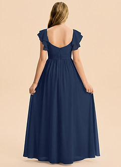 Azazie Anaya Junior Robe Trapèze en Mousseline de soie Décolleté en cœur Bleu Marine Foncé image2