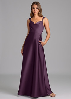 Azazie Beatrice Bridesmaid Dresses Plum A-Line Sweetheart Neckline Stretch Satin Dress image4