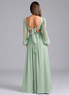 Azazie Zeya Brautjungfernkleider A-Linie Langarm Chiffon Kleid Agave image2