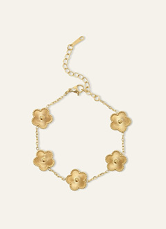18K Gold Plated Stainless Steel Five-Leaf Clover Charm Bracelet