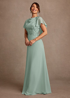 Azazie Frieda Mother of the Bride Dresses Agave A-Line Applique Chiffon Dress image2