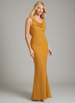 Azazie Rylina Bridesmaid Dresses Butterscotch Mermaid Pleated Chiffon Dress image5