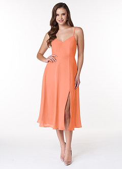 Azazie Clarissa Bridesmaid Dresses Sunset A-Line V-Neck Chiffon Dress image1