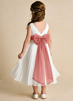 Azazie Margot Flower Girl Dresses Ivory Antique Rose A-Line Pleated Chiffon Dress image5