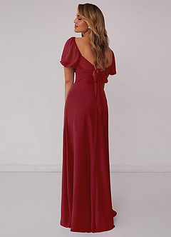 Barbie ♥ Azazie Bridesmaid Dresses Pomegranate A-Line Pleated Chiffon Dress image3