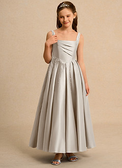 Azazie Mochi Girl Blumenmädchenkleider Ballkleid Plissee Matte Satin Kleid Frost image5