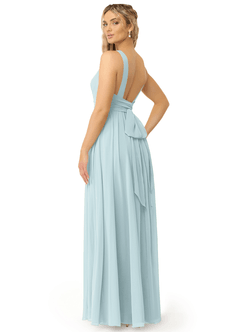 Azazie Kora Bridesmaid Dresses Mist A-Line Pleated Chiffon Dress image3