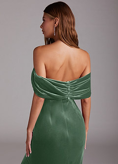 Azazie Shay Bridesmaid Dresses Eucalyptus Sheath Off the Shoulder Velvet Convertible Dress image2