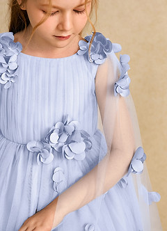 Azazie Staria Flower Girl Dresses Lavender Ball-Gown Ruched Tulle Dress image10