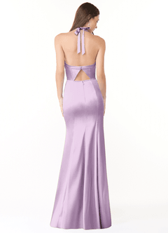 Azazie Emeria Bridesmaid Dresses Frosted Lilac Mermaid Pleated Stretch Satin Dress image2