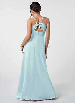 Azazie Avelina Junior Sea Glass A-Line Pleated Chiffon Dress image3
