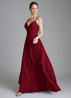 Azazie Zaina Bridesmaid Dresses Burgundy A-Line Chiffon Dress image5