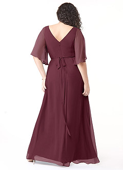 Azazie Cierra Bridesmaid Dresses Cabernet A-Line V-Neck Chiffon Dress image10