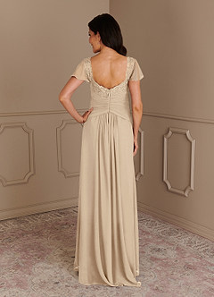 Azazie Gwenyth Mother of the Bride Dresses Champagne A-Line Lace Chiffon Dress image2