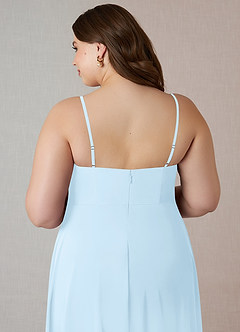 Azazie Emerald Brautjungfernkleider A-Linie Gekräuselt Chiffon Kleid Himmelblau image10
