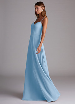 Azazie Marley Vestidos de damas de honor Vestido de Azul Pálido de Gasa de Corte en A Convertible con Vestidos sin tirantes image6