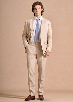 front Harrison Tan 100% Linen Suit