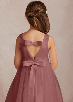Azazie Marlee Flower Girl Dresses Desert Rose A-Line Pleated Matte Satin Dress image6
