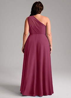 Azazie Phaedra Bridesmaid Dresses Mulberry A-Line One Shoulder Chiffon Dress image8