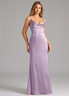 Azazie Aimee Bridesmaid Dresses Frosted Lilac A-Line Sweetheart Neckline Stretch Satin Dress image3