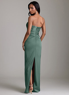 Azazie Sonora Vestidos de damas de honor Vestido de Eucalipto de Satén Elástico de Corte Recto con Sin tirantes image7