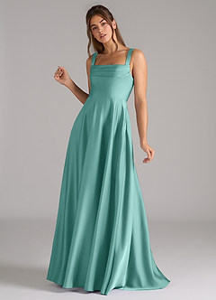 Azazie Shaude Brautjungfernkleider A-Linie Plissee Stretch-Satin Kleid Aqua image5