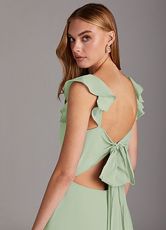 Azazie Arela Final Sale Dusty Sage A-Line Ruched Stretch Chiffon Dress image6