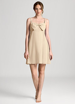 front Minivestido lencero de gasa con lazo