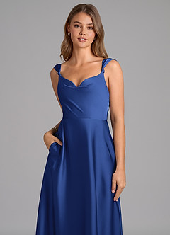 Azazie Beatrice Bridesmaid Dresses Royal Blue A-Line Sweetheart Neckline Stretch Satin Dress image7