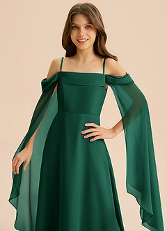 Azazie Moana Junior Linia A Pofałdowany Szyfon Długość podłogi Młodsza druhna Sukienka image7