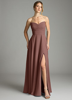 Azazie Ayla Abiti da Damigella Abito A-Line in Chiffon Scollo a Cuore Espresso image5