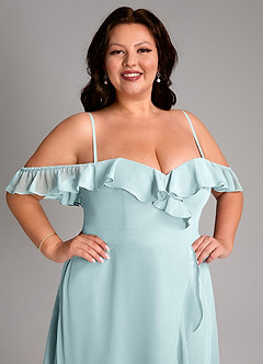 Azazie Lyra Vestidos de madrinha de casamento Vestido Névoa de Chiffon de Linha A com Conversível image17