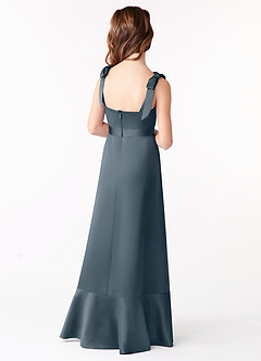 Azazie Barbara Junior Twilight A-Line Bow Stretch Satin Dress image3
